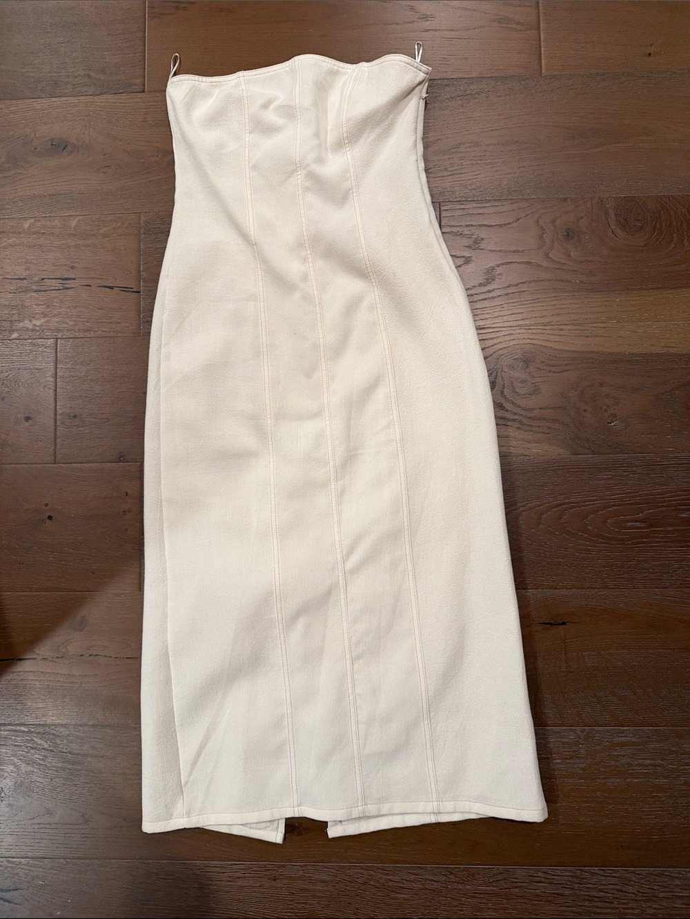 Zara Strapless Cream Midi Bodycon Dress